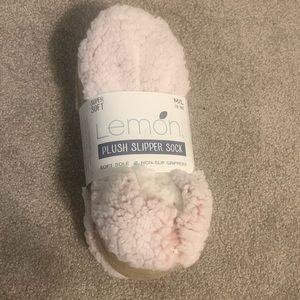 Lemon plush slipper sock